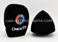 Windscreen for Sennheiser MD42 and MD46 microphone with Omsk TV logo
