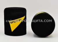 Microphone windscreen with Sputnik TV logo