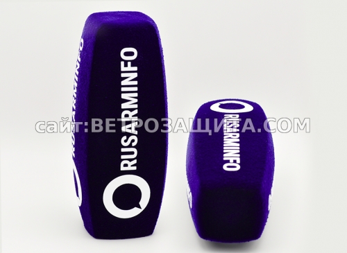 Wind shield for microphone with Rusarminfo logo