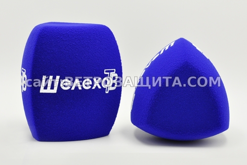 Windscreen for the Rode Reporter microphone with the Shelokhov TV logo